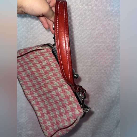 vintage Coach houndstooth tweed and suede kisslock bag - Picture 5 of 8